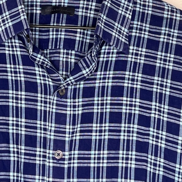 Zachary Prell Long Sleeve Button Up in Blue Plaid, size L - Picture 2 of 5